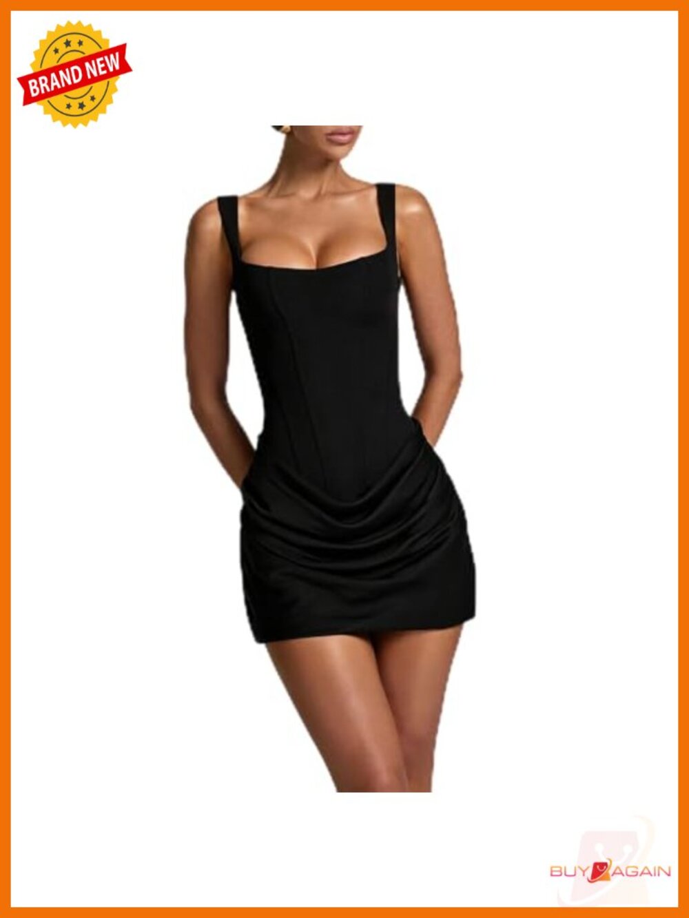 Corset Mini Dress Square Neck Ruched Lace Up Back Bodycon Formal Cocktail